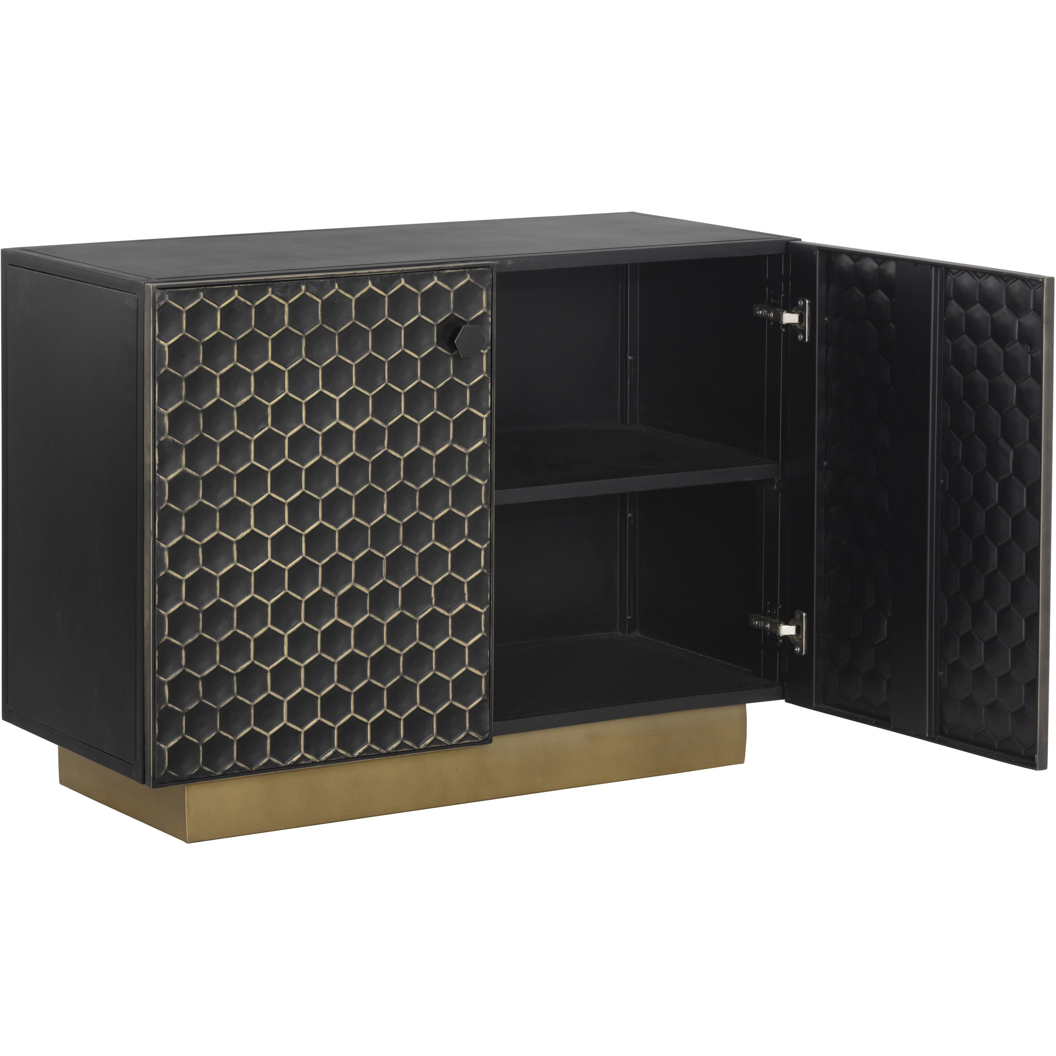 Hive 41 X 17.75 inch Black / Brass Sideboard, Small